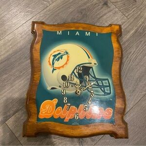 Vintage NFL Miami Dolphins Wood Clock